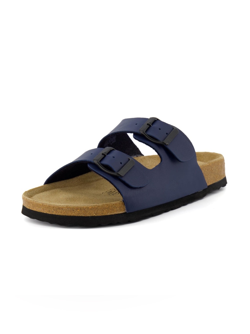 CUSHIONAIRE Lane Cork Footbed Sandals 9.5 Navy Nappa NIB
